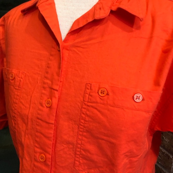 VTG Bright Orange Cropped Button front Shirt 
Size medium - Picture 4 of 4